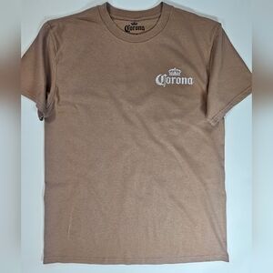 Corona T-Shirt Mens Size Medium Tan Mexican Beer Beach Casual Graphic‎ Tee NWOT